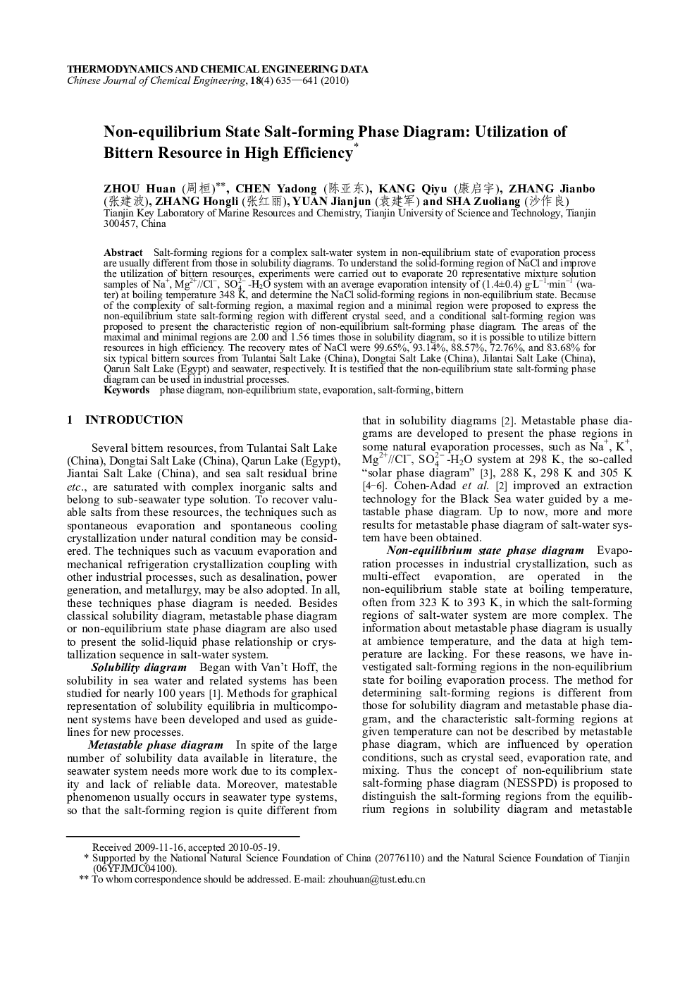Non-equilibrium State Salt-forming Phase Diagram: Utilization of Bittern Resource in High Efficiency 