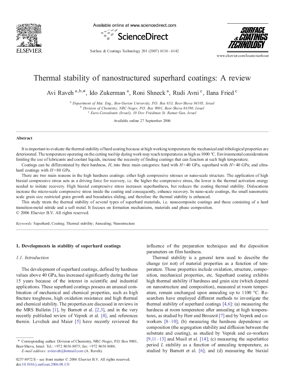 Thermal stability of nanostructured superhard coatings: A review