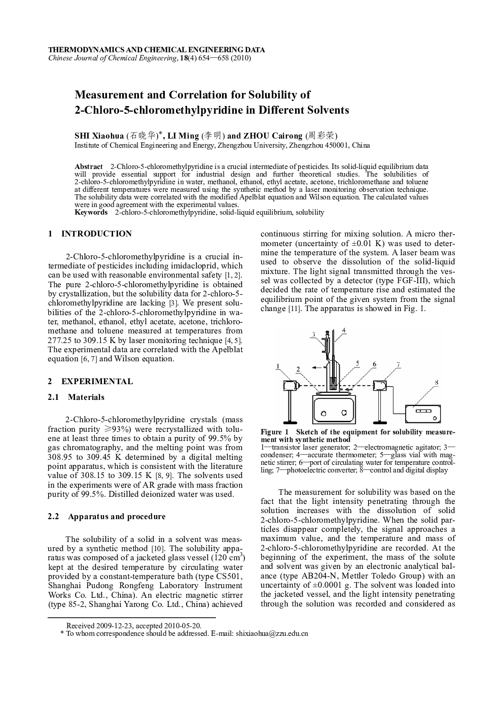 Measurement and Correlation for Solubility of 2-Chloro-5-chloromethylpyridine in Different Solvents