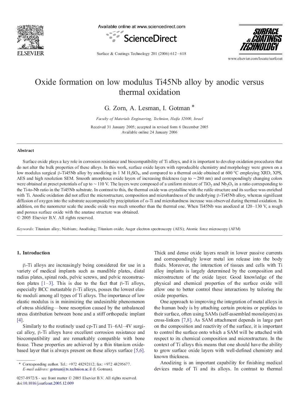 Oxide formation on low modulus Ti45Nb alloy by anodic versus thermal oxidation