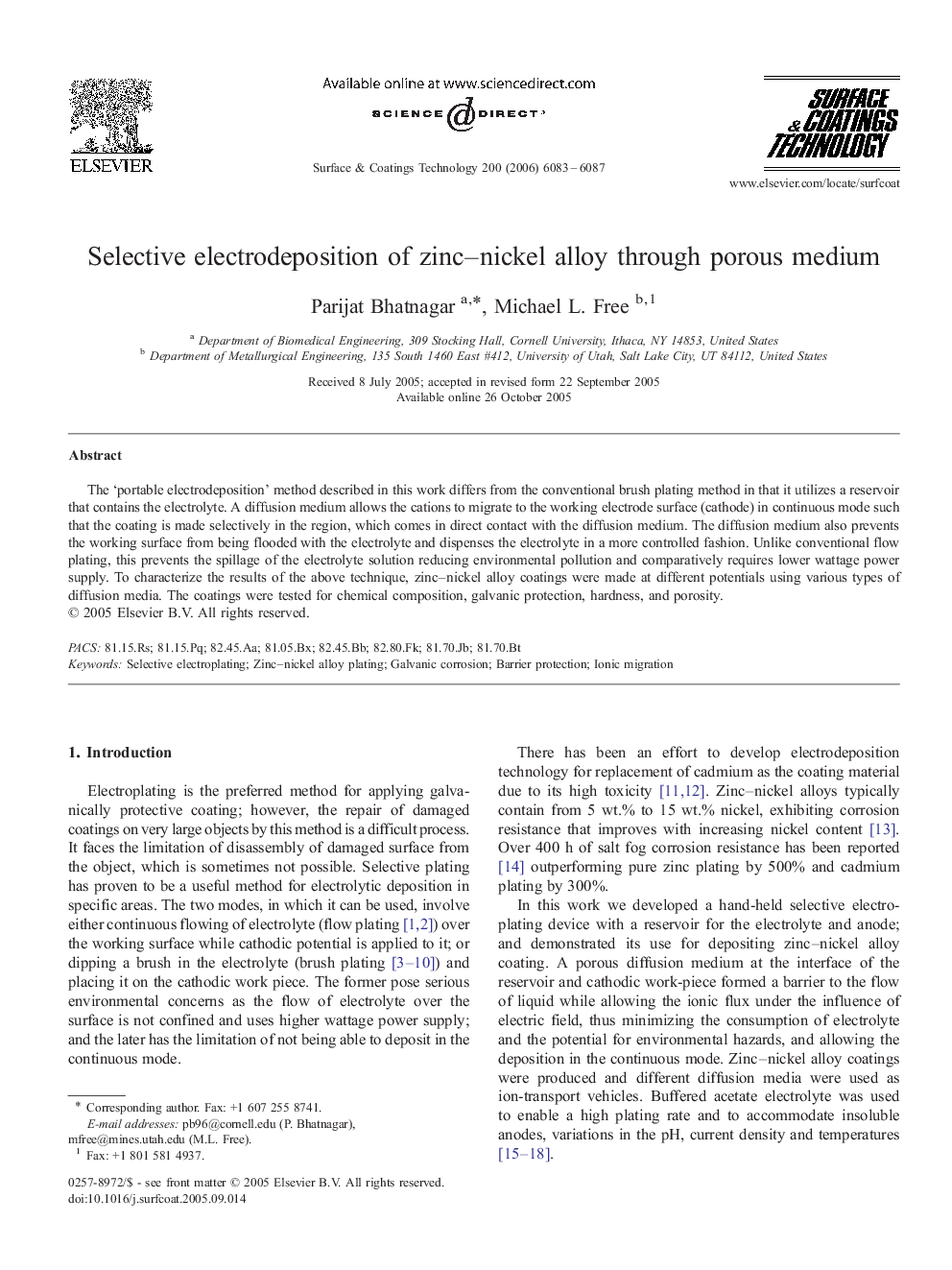 Selective electrodeposition of zinc–nickel alloy through porous medium