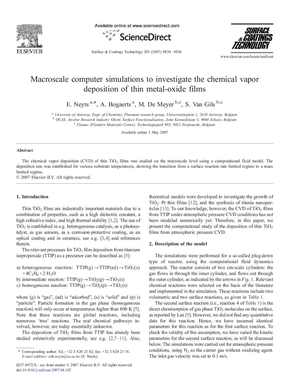 Macroscale computer simulations to investigate the chemical vapor deposition of thin metal-oxide films