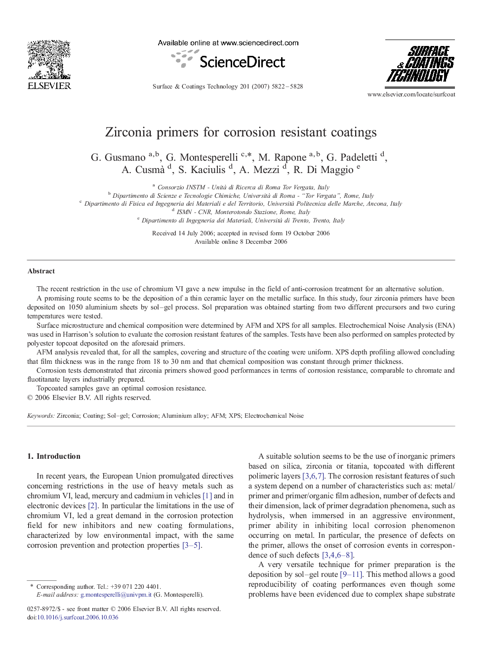 Zirconia primers for corrosion resistant coatings