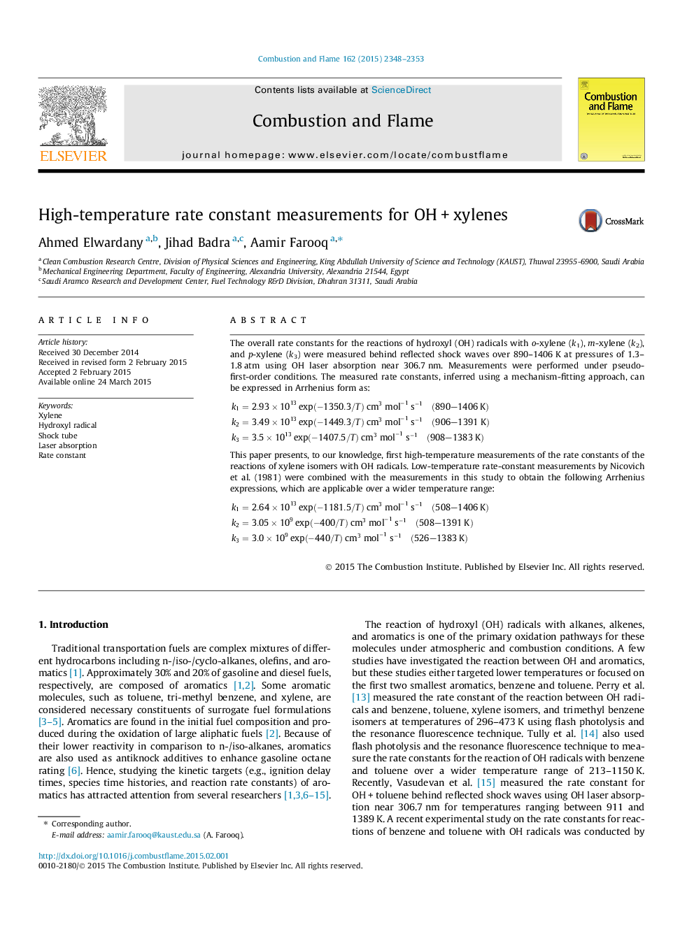 High-temperature rate constant measurements for OH + xylenes