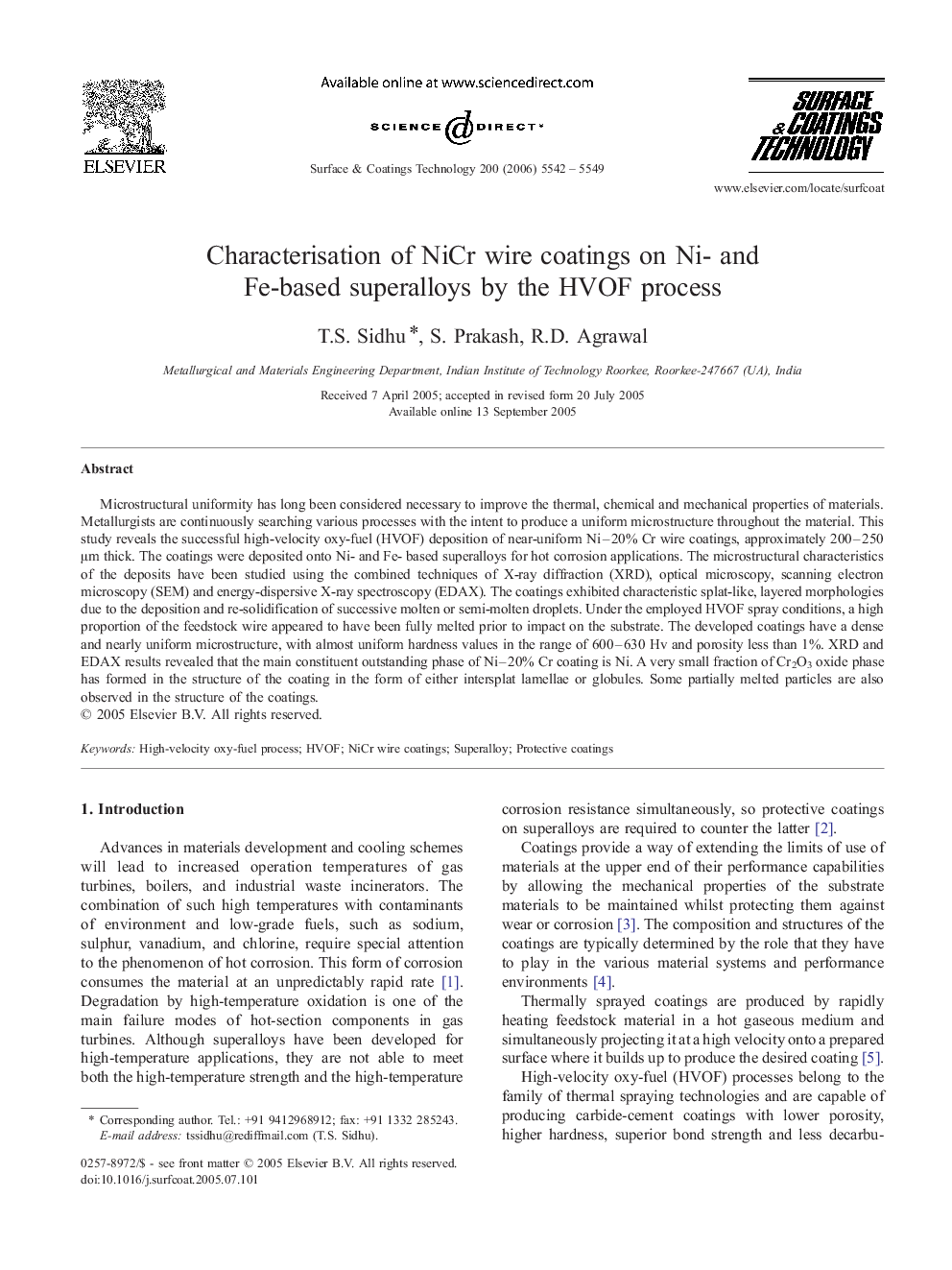 Characterisation of NiCr wire coatings on Ni- and Fe-based superalloys by the HVOF process