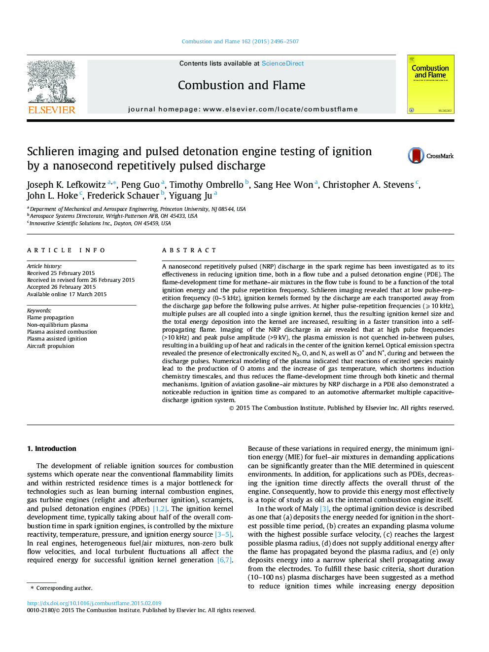 Schlieren imaging and pulsed detonation engine testing of ignition by a nanosecond repetitively pulsed discharge