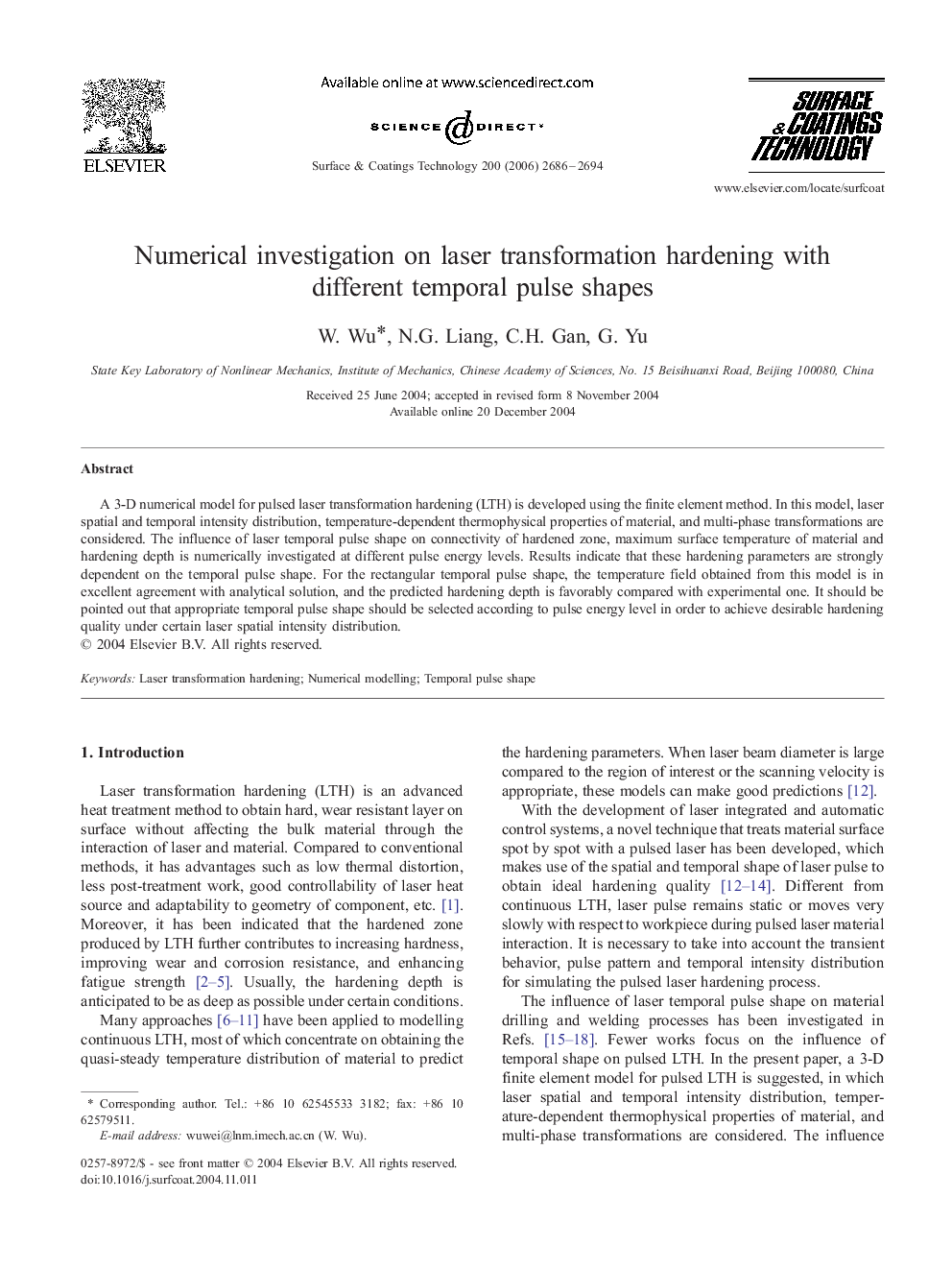 Numerical investigation on laser transformation hardening with different temporal pulse shapes