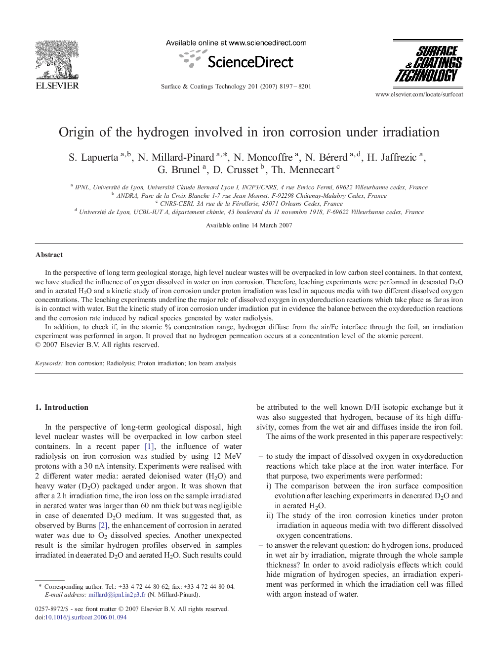 Origin of the hydrogen involved in iron corrosion under irradiation