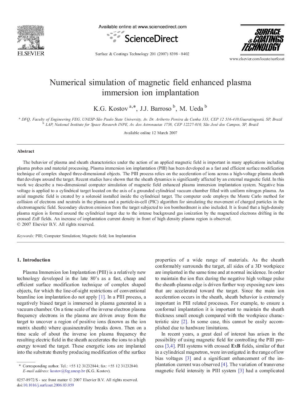 Numerical simulation of magnetic field enhanced plasma immersion ion implantation