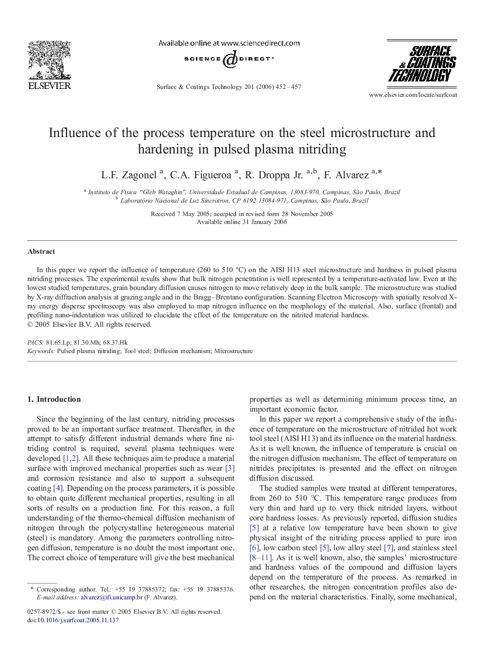 Influence of the process temperature on the steel microstructure and hardening in pulsed plasma nitriding