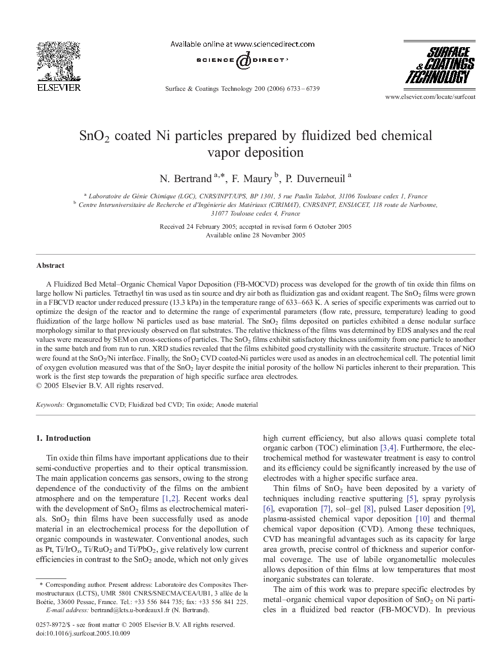 SnO2 coated Ni particles prepared by fluidized bed chemical vapor deposition