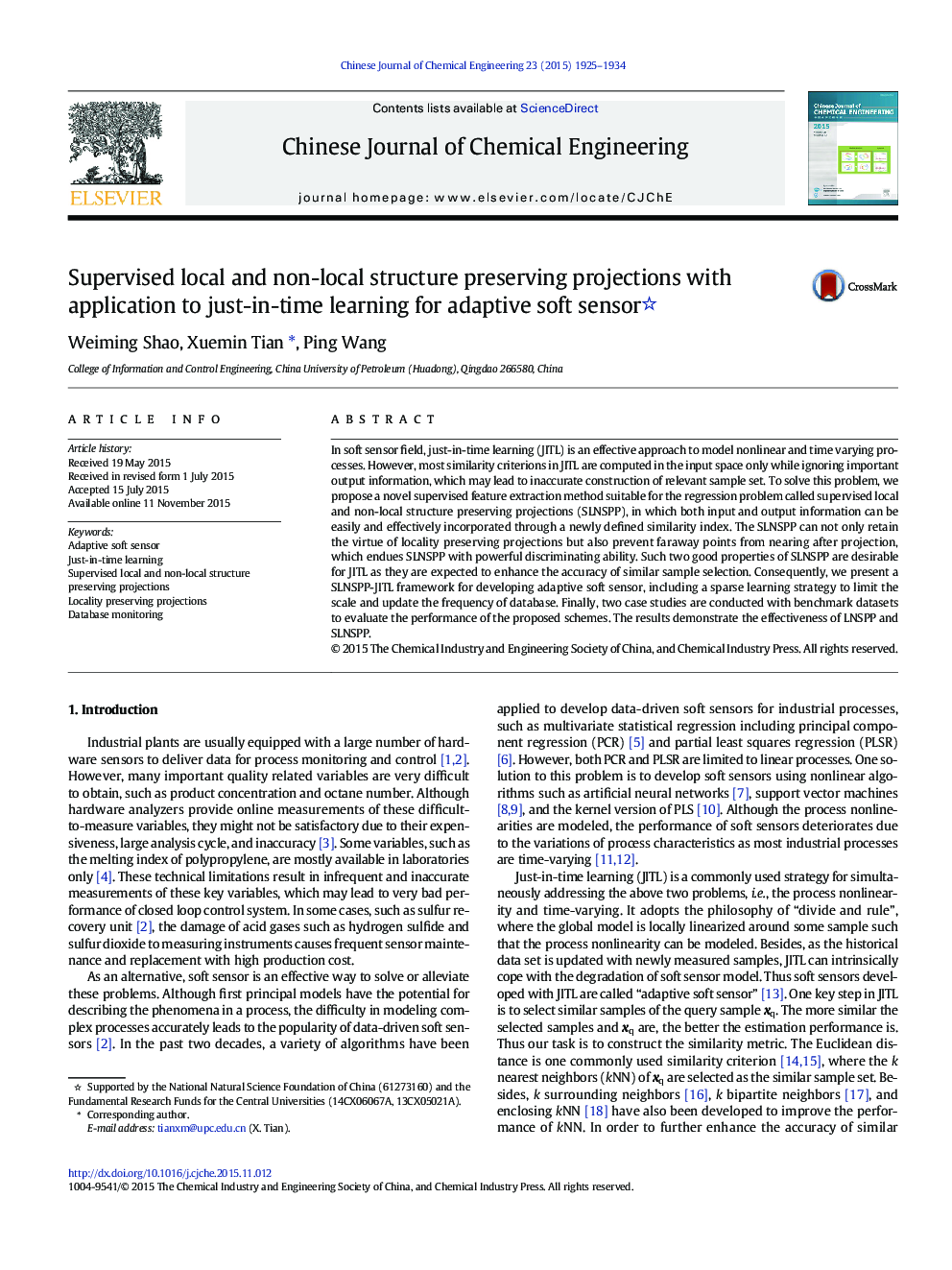 Supervised local and non-local structure preserving projections with application to just-in-time learning for adaptive soft sensor 