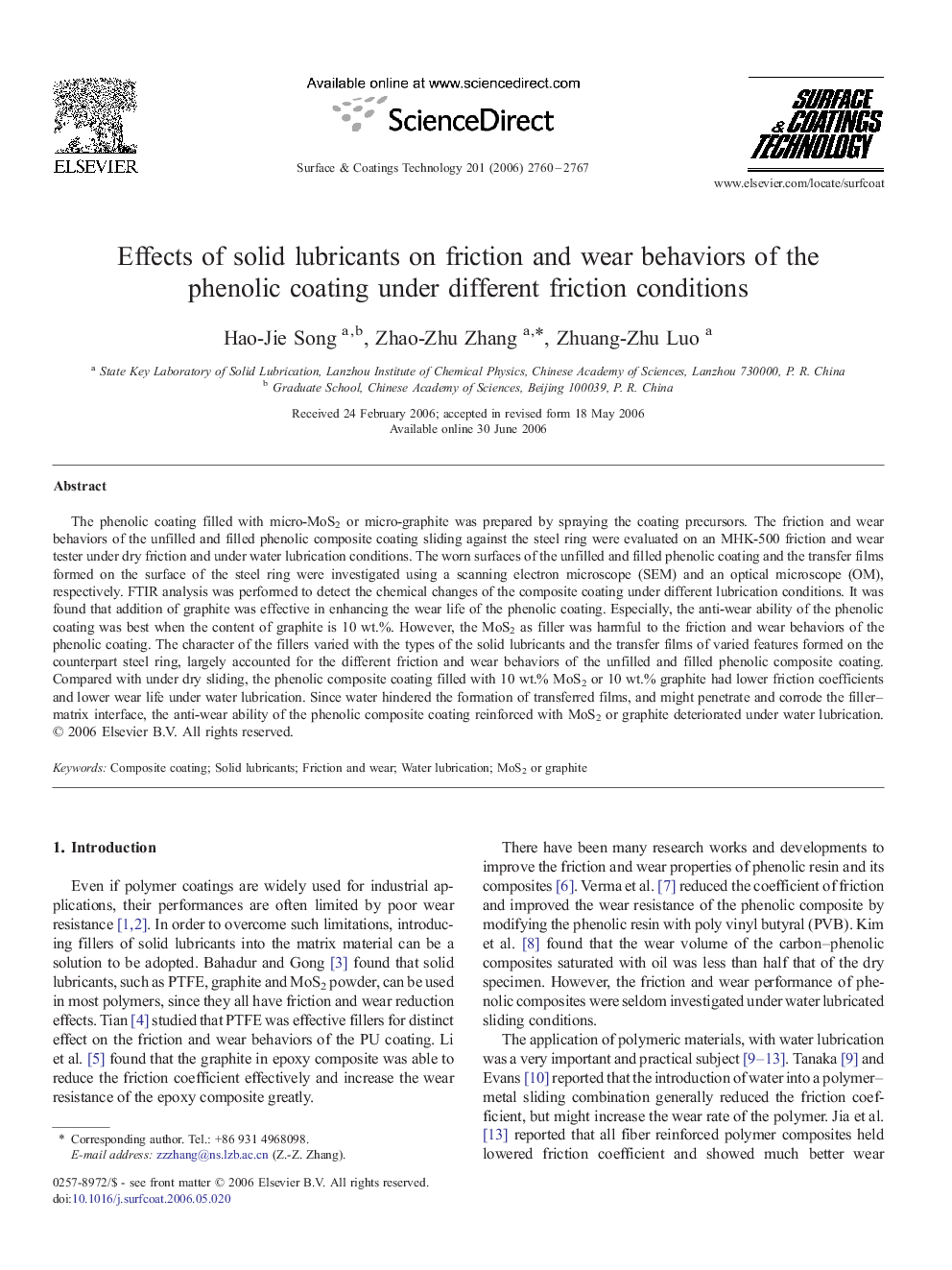 Effects of solid lubricants on friction and wear behaviors of the phenolic coating under different friction conditions