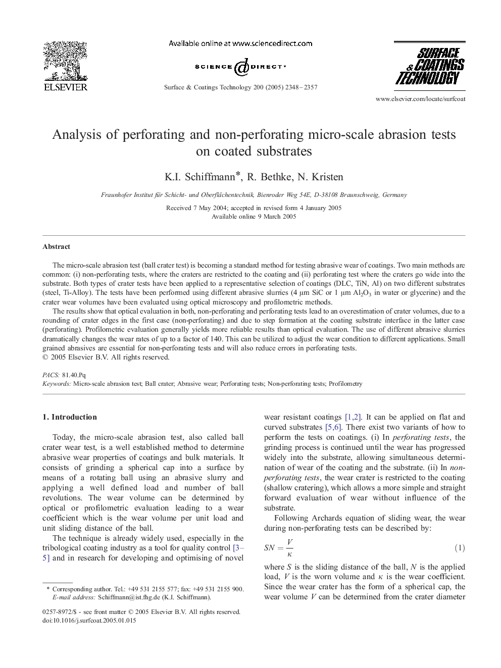 Analysis of perforating and non-perforating micro-scale abrasion tests on coated substrates