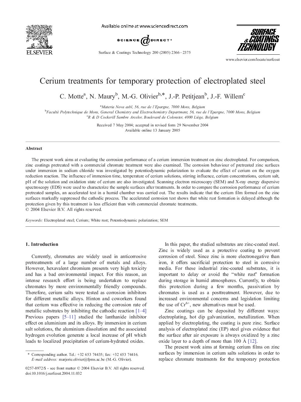 Cerium treatments for temporary protection of electroplated steel