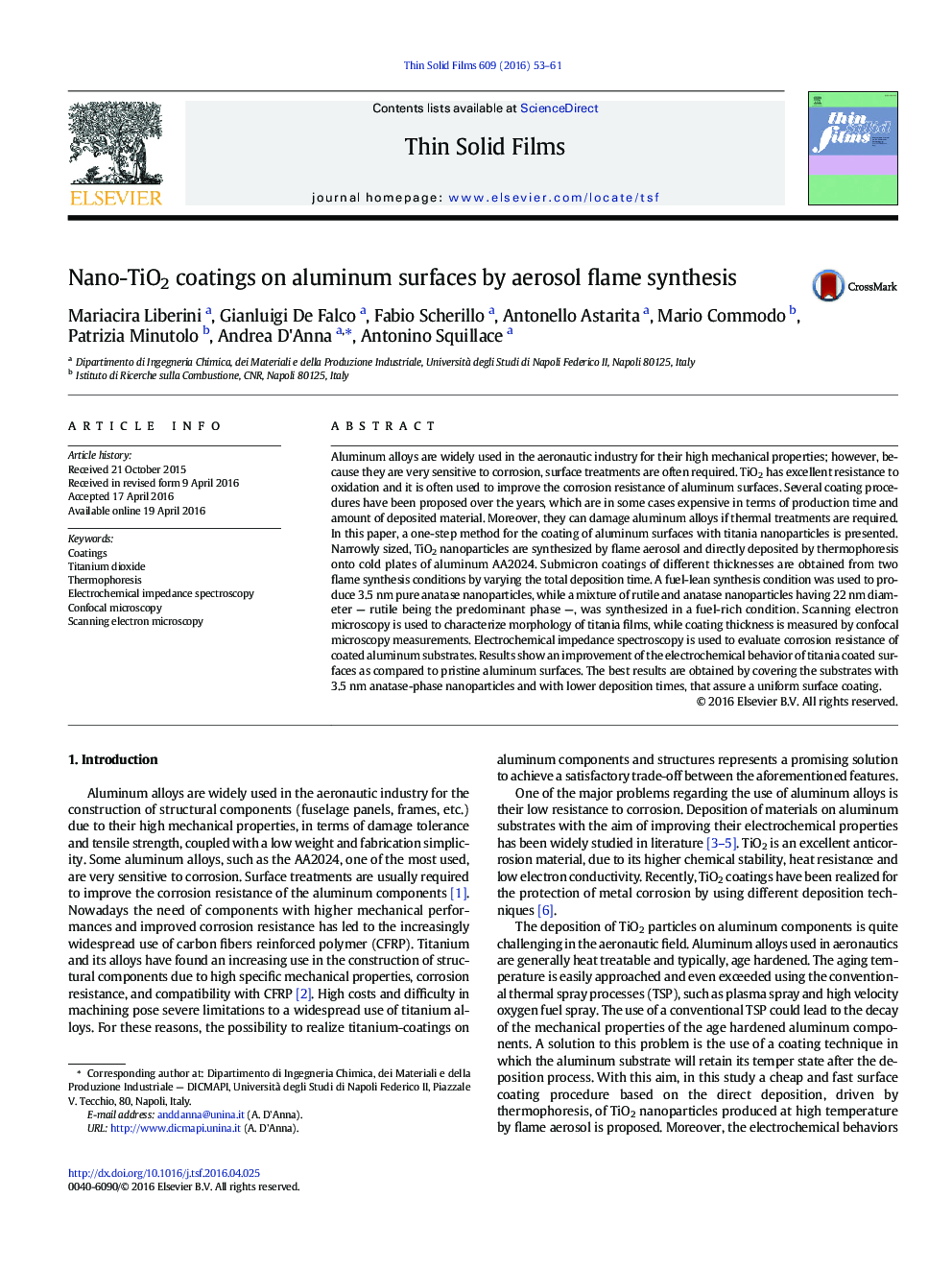 Nano-TiO2 coatings on aluminum surfaces by aerosol flame synthesis