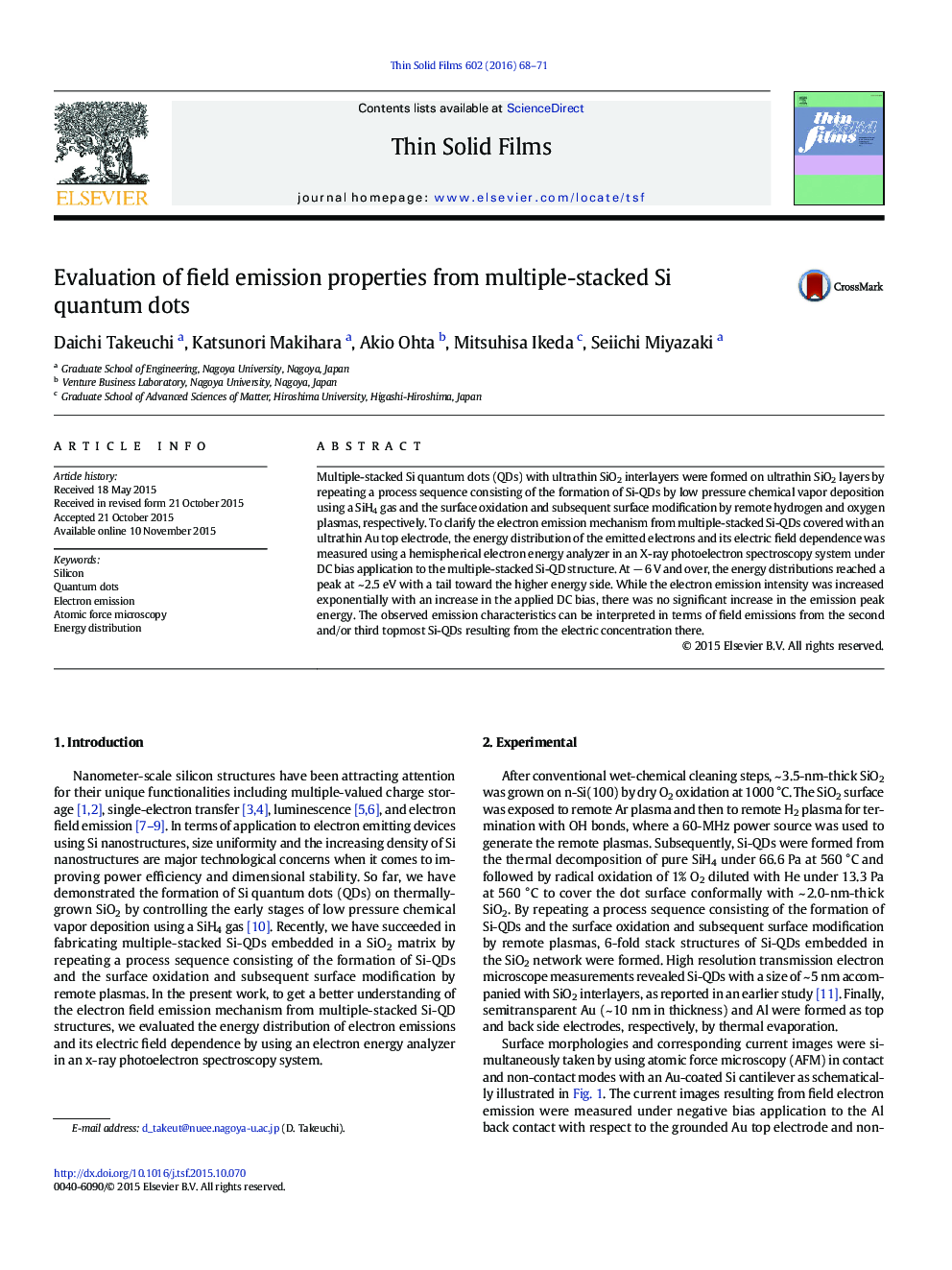 Evaluation of field emission properties from multiple-stacked Si quantum dots