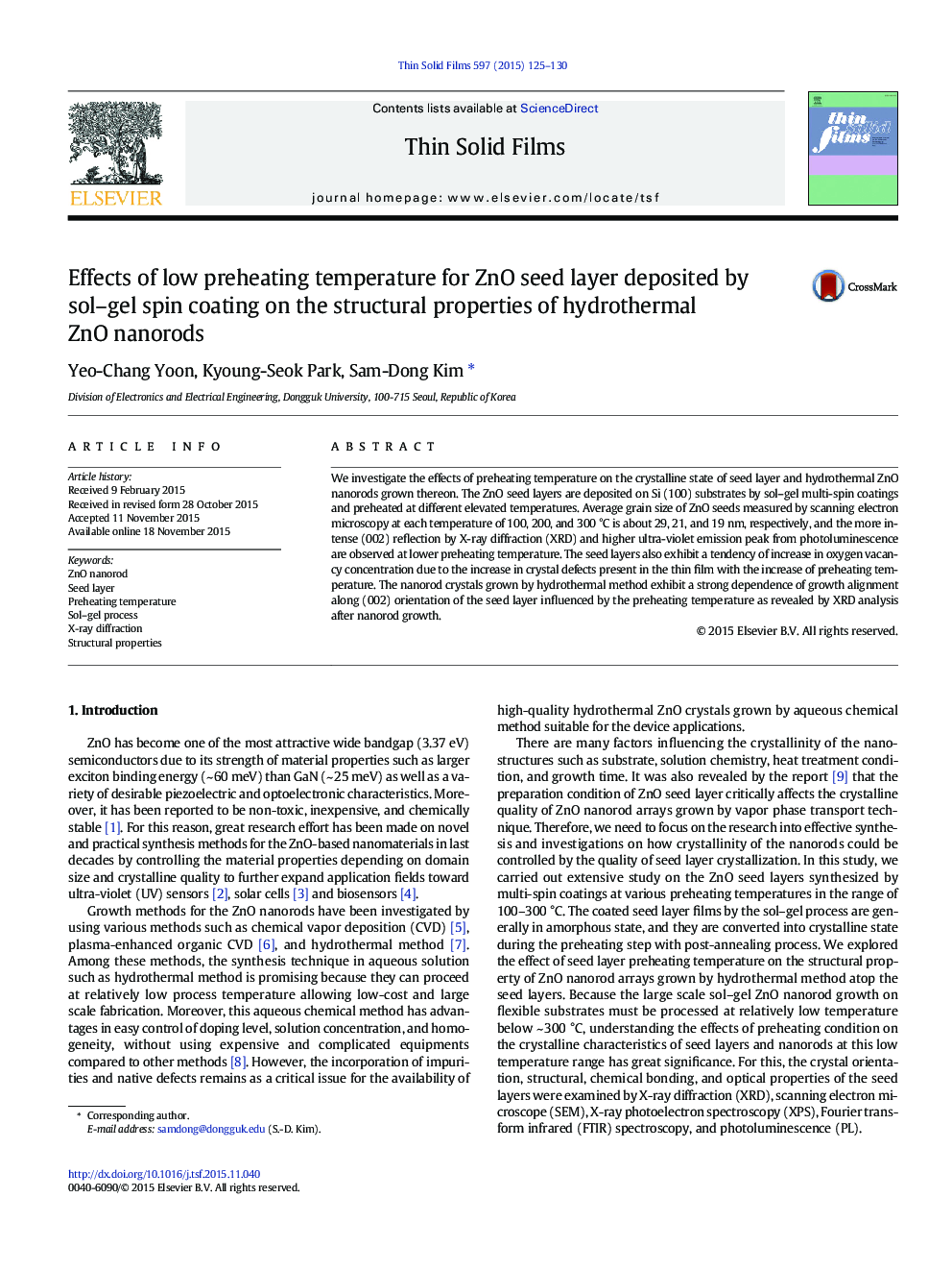 Effects of low preheating temperature for ZnO seed layer deposited by sol-gel spin coating on the structural properties of hydrothermal ZnO nanorods