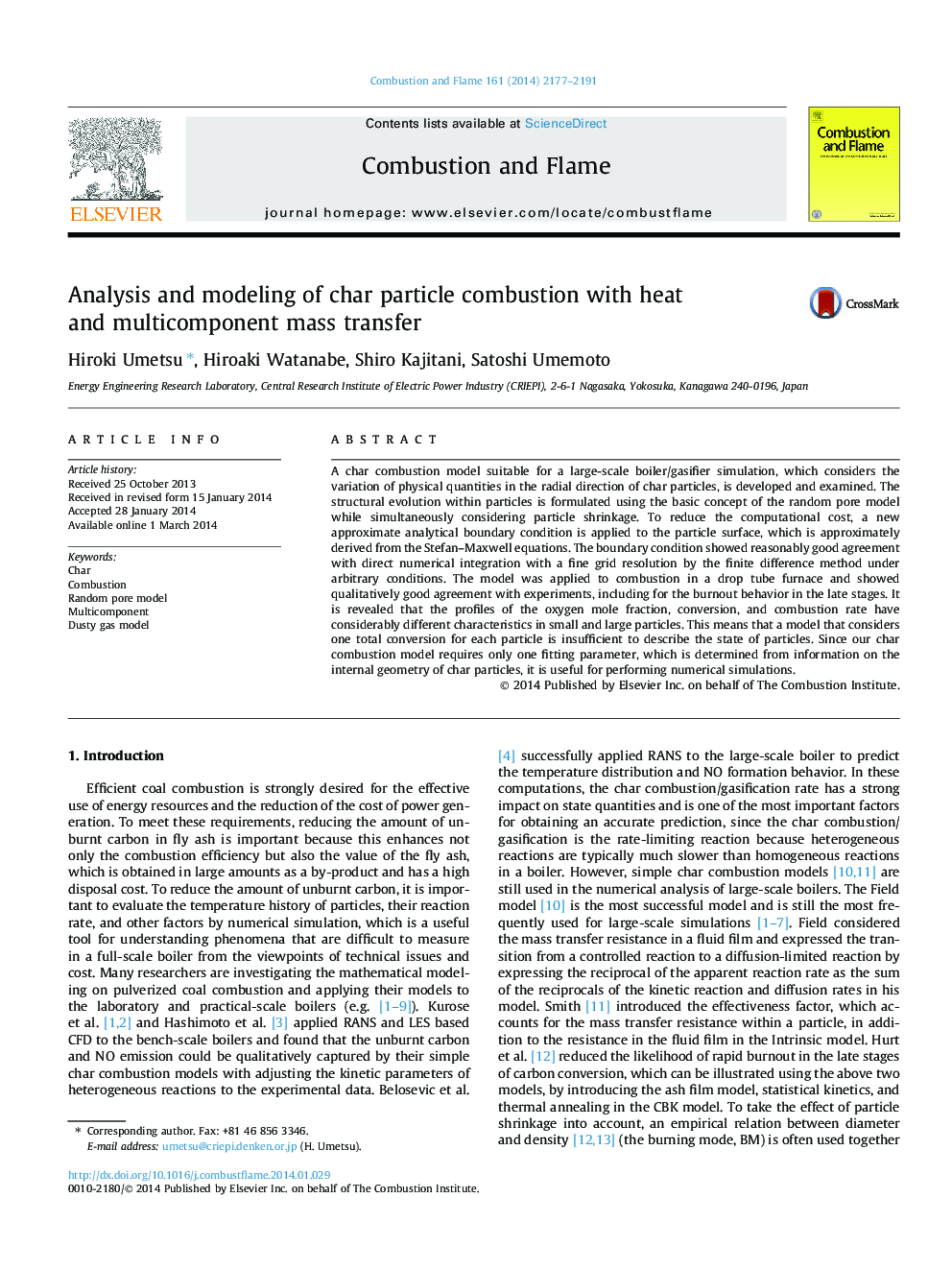 Analysis and modeling of char particle combustion with heat and multicomponent mass transfer