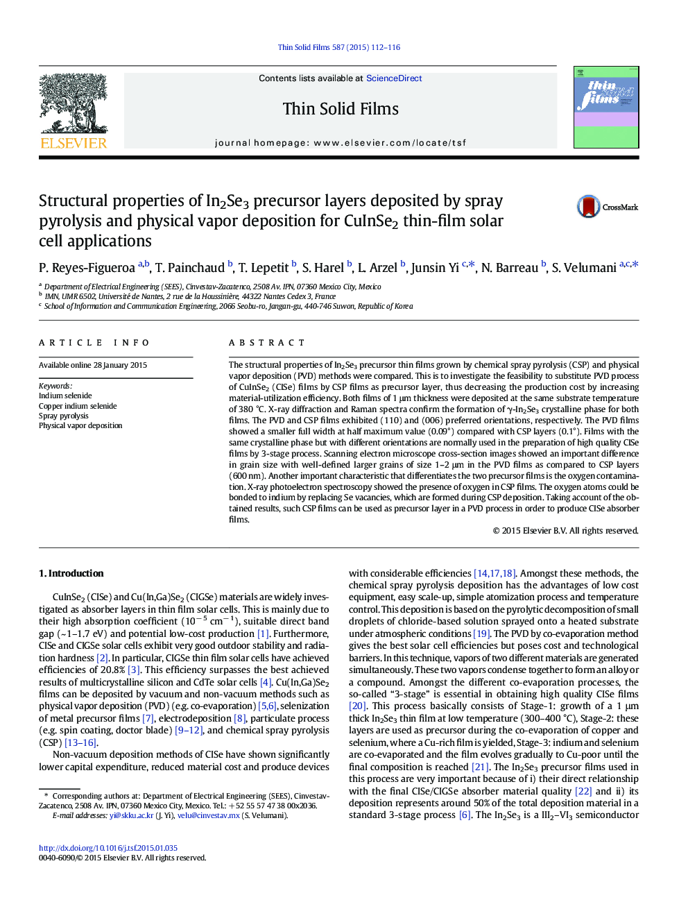 Structural properties of In2Se3 precursor layers deposited by spray pyrolysis and physical vapor deposition for CuInSe2 thin-film solar cell applications