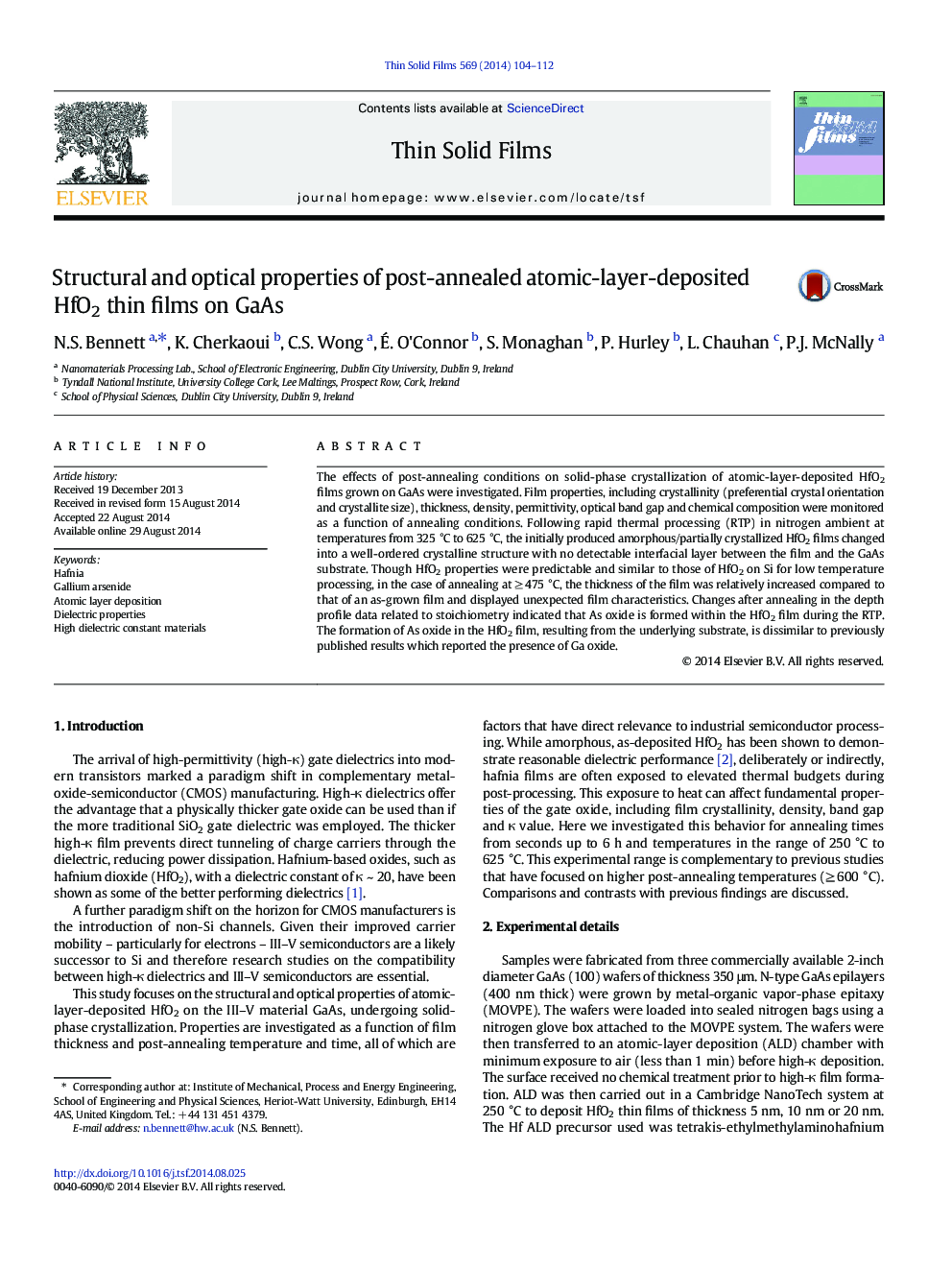 Structural and optical properties of post-annealed atomic-layer-deposited HfO2 thin films on GaAs