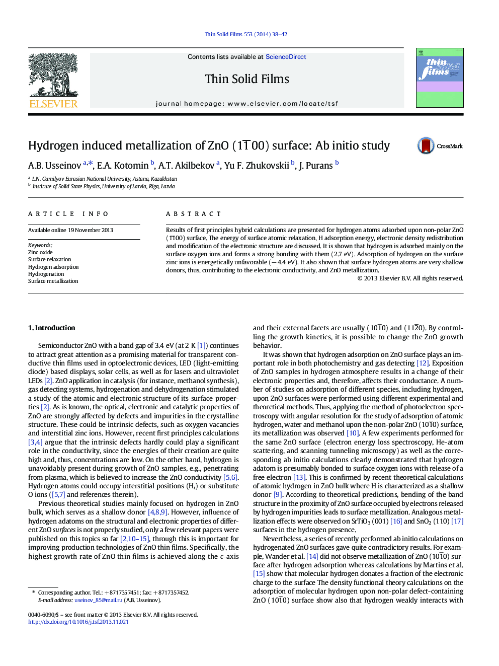 Hydrogen induced metallization of ZnO (11̅00) surface: Ab initio study