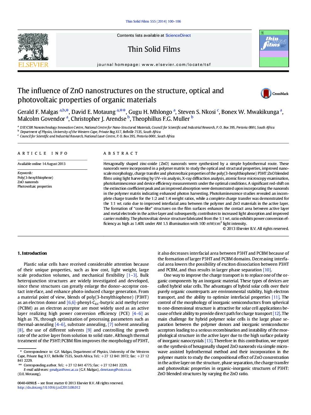 The influence of ZnO nanostructures on the structure, optical and photovoltaic properties of organic materials