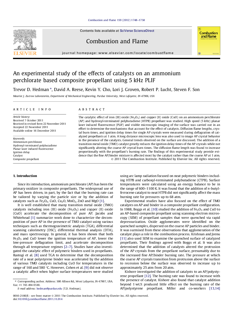 An experimental study of the effects of catalysts on an ammonium perchlorate based composite propellant using 5 kHz PLIF