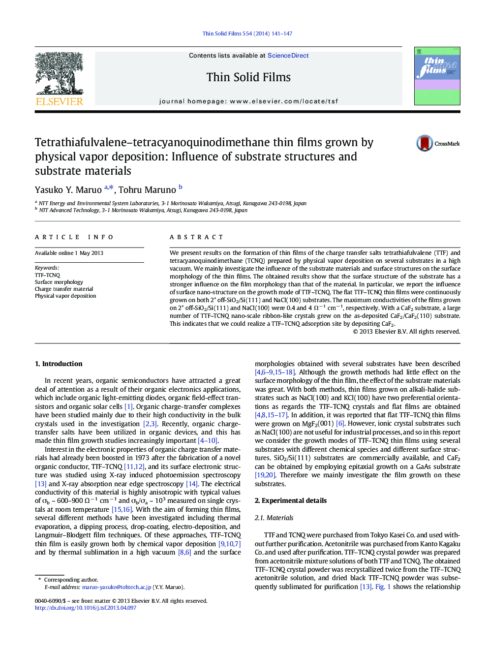 Tetrathiafulvalene-tetracyanoquinodimethane thin films grown by physical vapor deposition: Influence of substrate structures and substrate materials