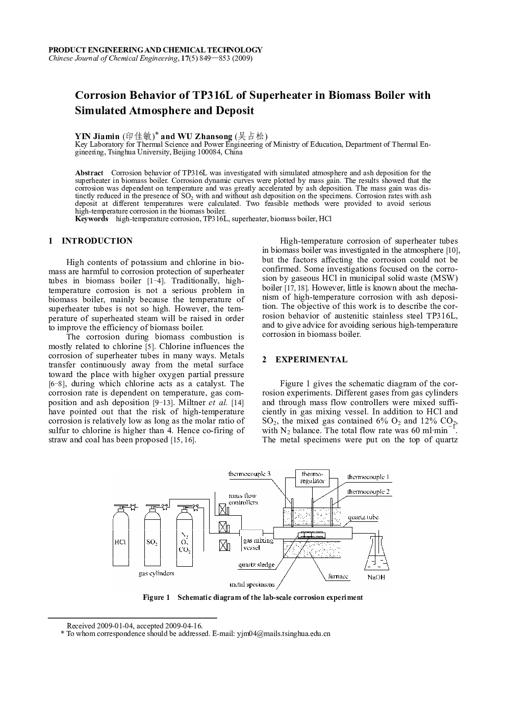 عکس صفحه اول مقاله: Corrosion Behavior of TP316L of Superheater in Biomass Boiler with Simulated Atmosphere and Deposit Corrosion Behavior of TP316L of Superheater in Biomass Boiler with Simulated Atmosphere and Deposit