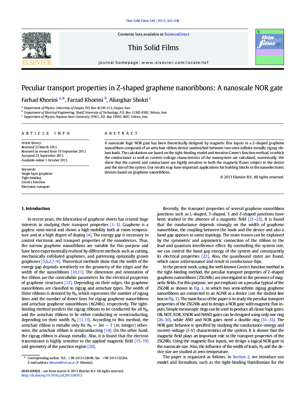 Peculiar transport properties in Z-shaped graphene nanoribbons: A nanoscale NOR gate