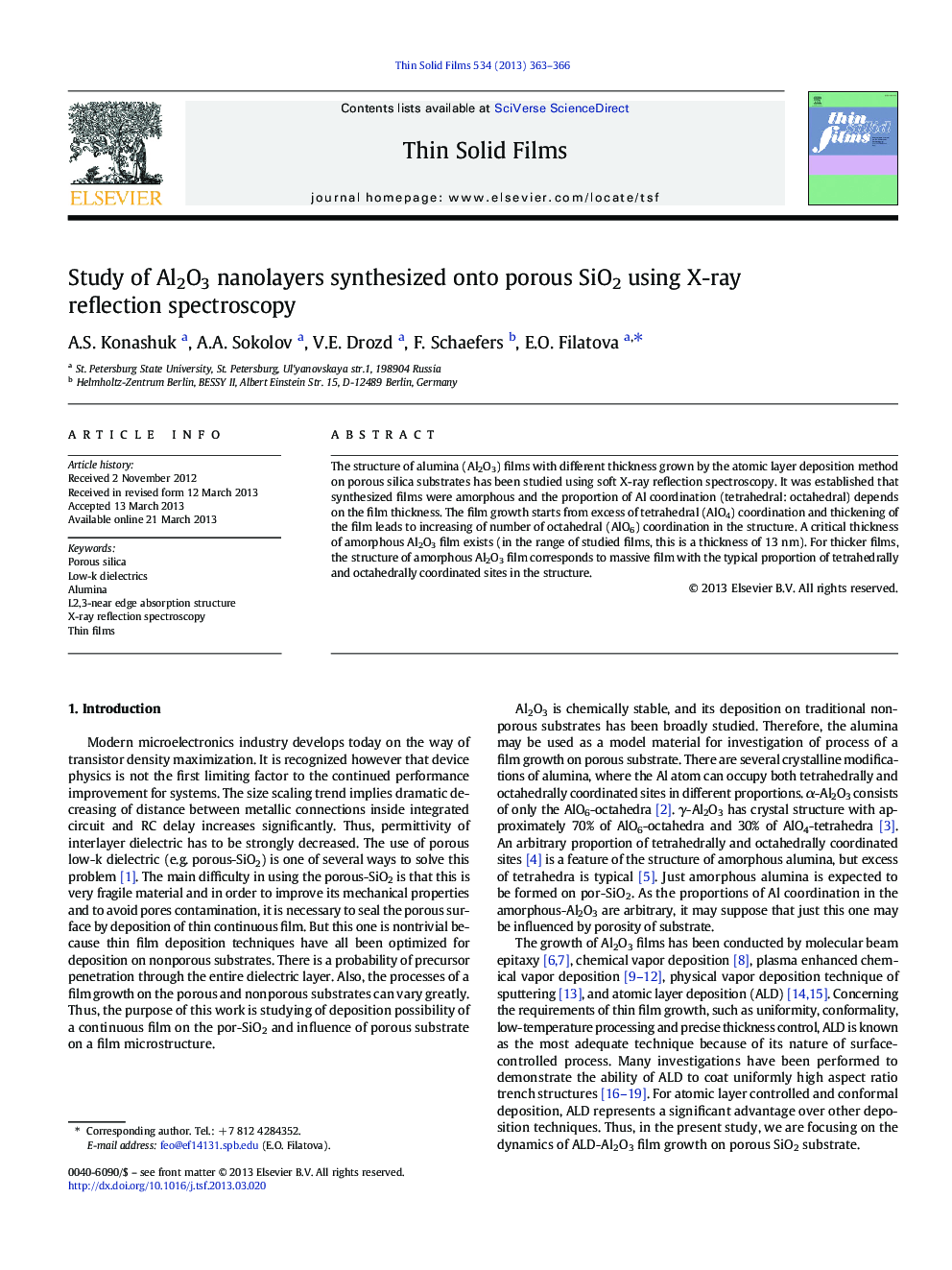 Study of Al2O3 nanolayers synthesized onto porous SiO2 using X-ray reflection spectroscopy