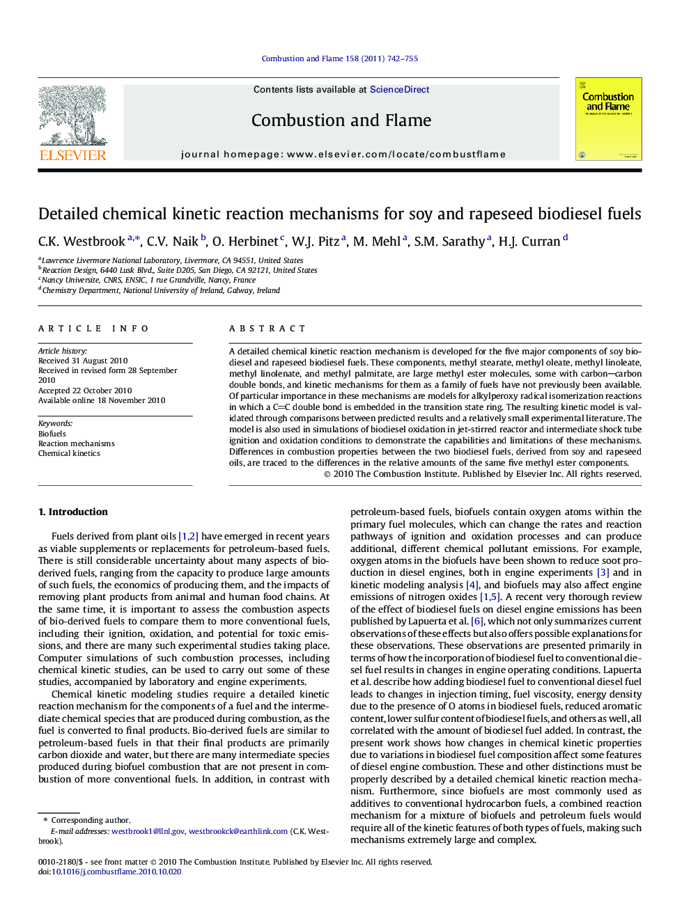 Detailed chemical kinetic reaction mechanisms for soy and rapeseed biodiesel fuels