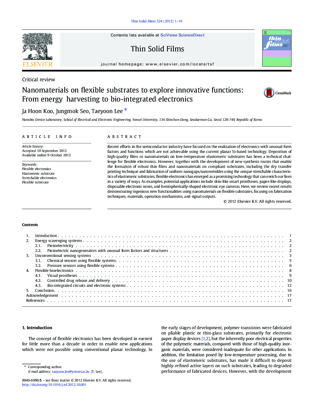 Nanomaterials on flexible substrates to explore innovative functions: From energy harvesting to bio-integrated electronics