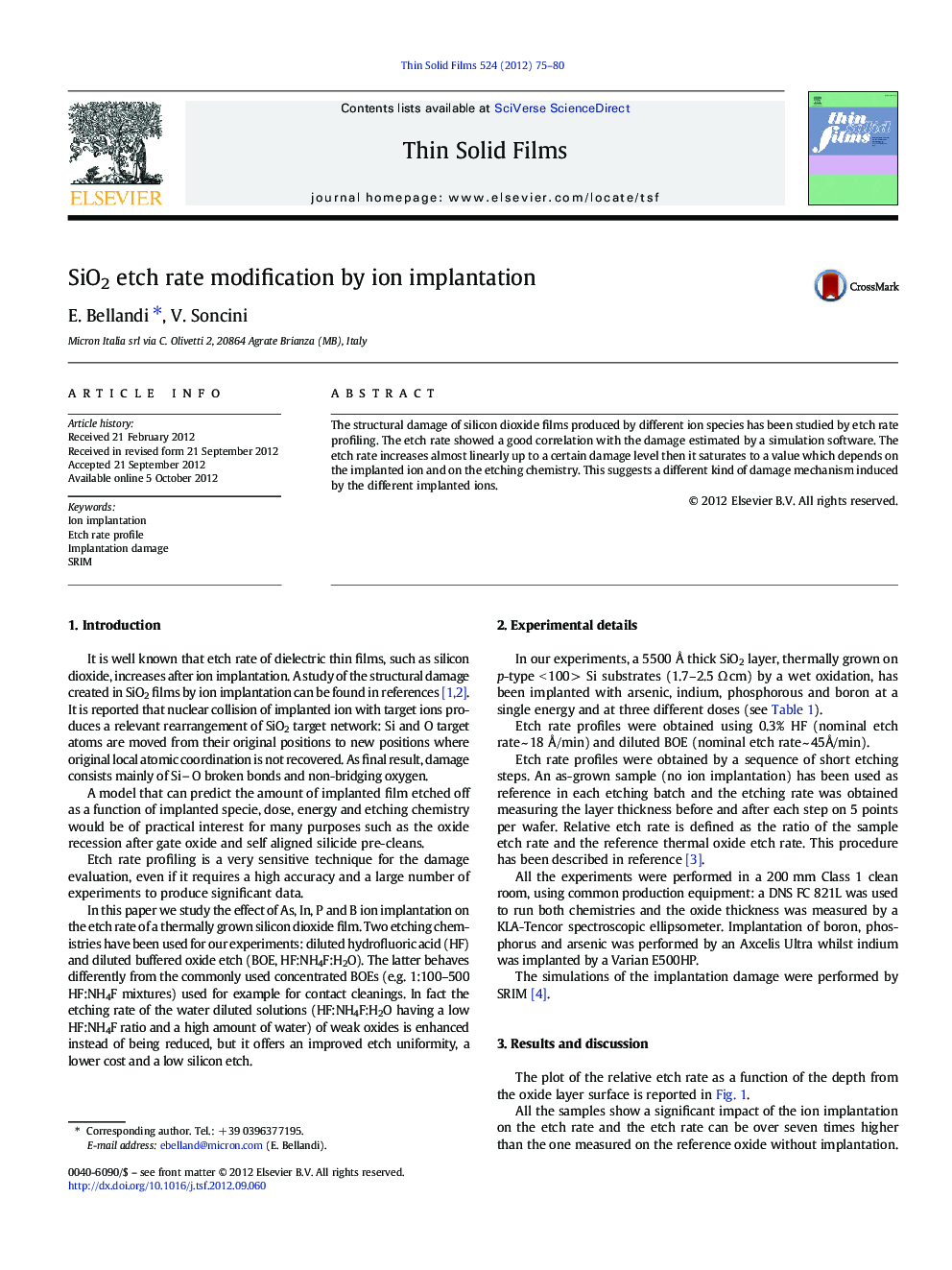 SiO2 etch rate modification by ion implantation