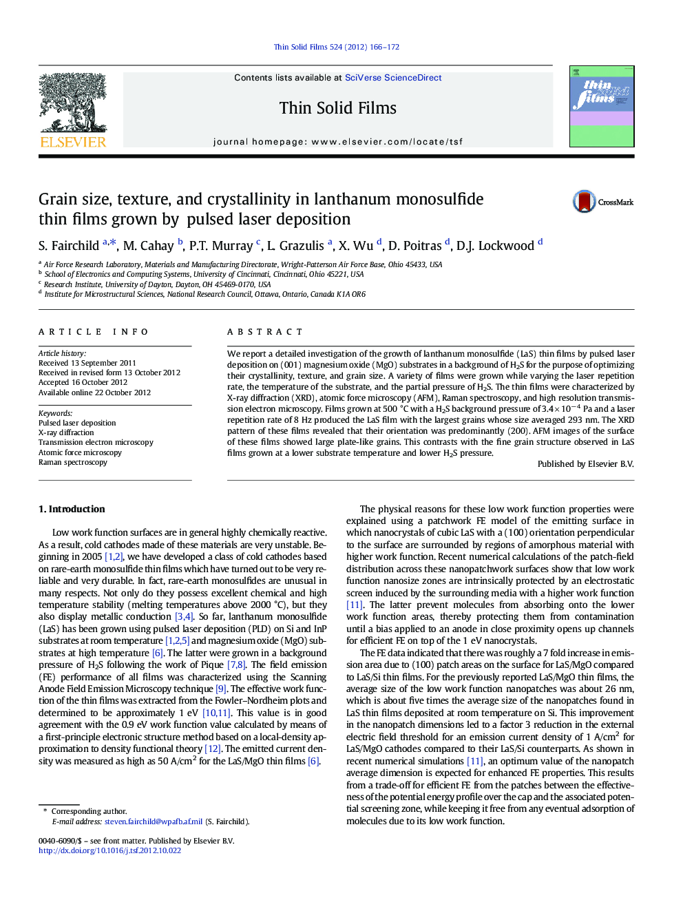 Grain size, texture, and crystallinity in lanthanum monosulfide thin films grown by pulsed laser deposition