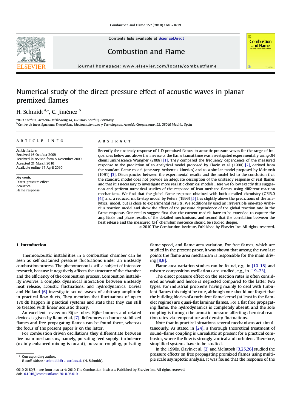 Numerical study of the direct pressure effect of acoustic waves in planar premixed flames