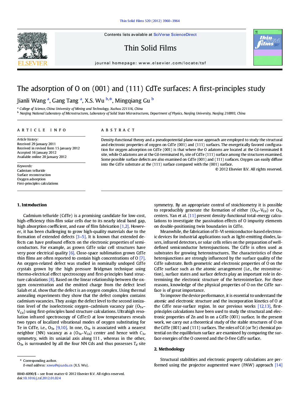 The adsorption of O on (001) and (111) CdTe surfaces: A first-principles study