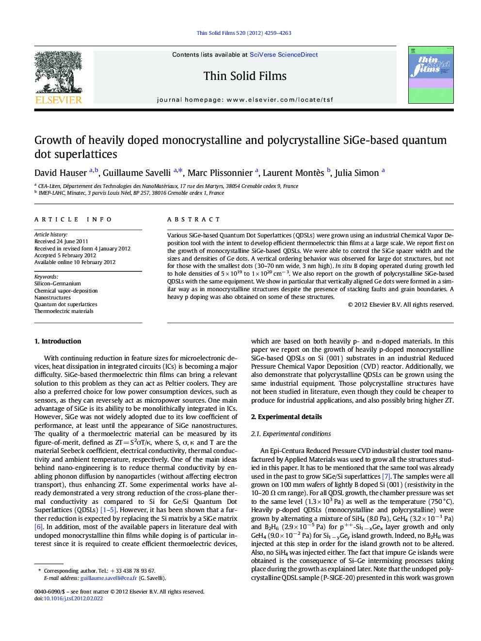 Growth of heavily doped monocrystalline and polycrystalline SiGe-based quantum dot superlattices