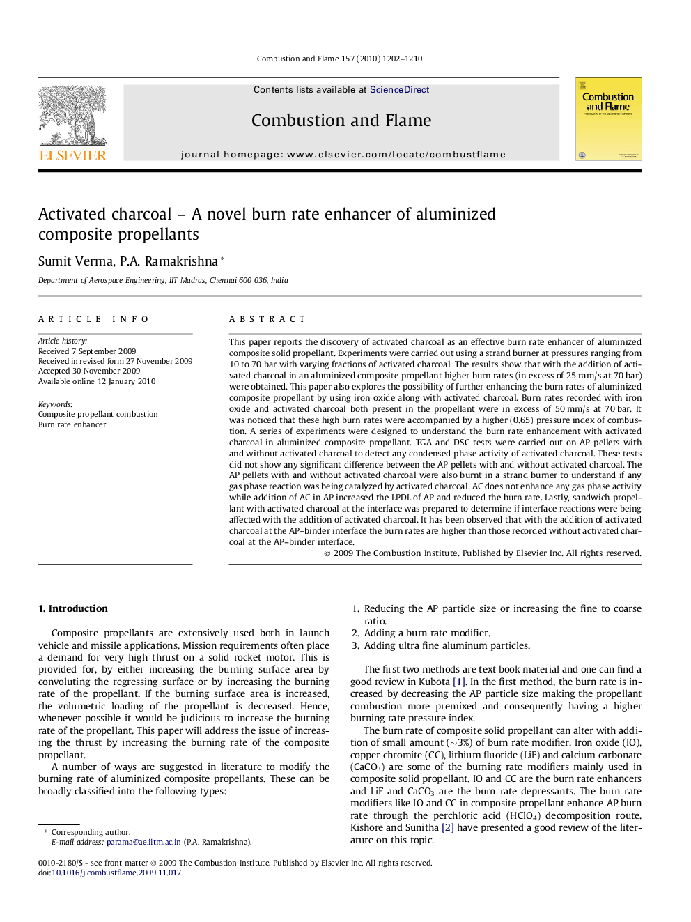 Activated charcoal – A novel burn rate enhancer of aluminized composite propellants