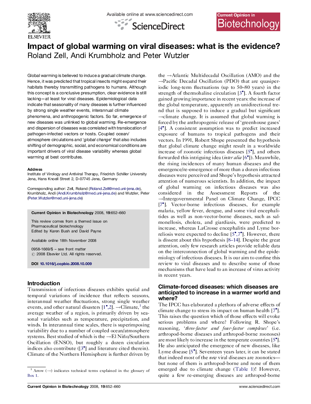 عکس صفحه اول مقاله: Impact of global warming on viral diseases: what is the evidence? Impact of global warming on viral diseases: what is the evidence?