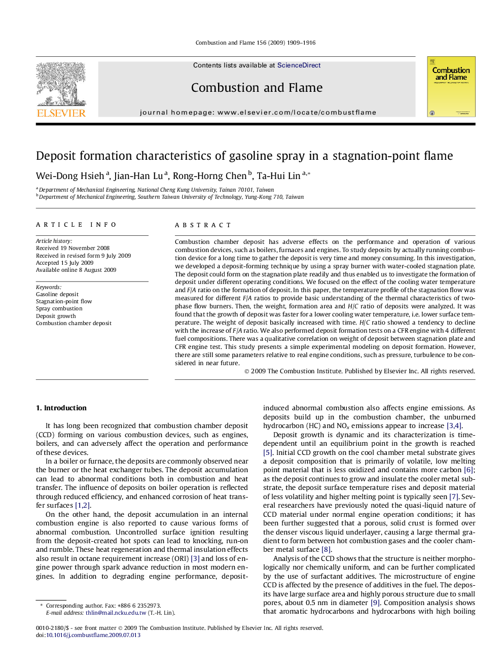 Deposit formation characteristics of gasoline spray in a stagnation-point flame