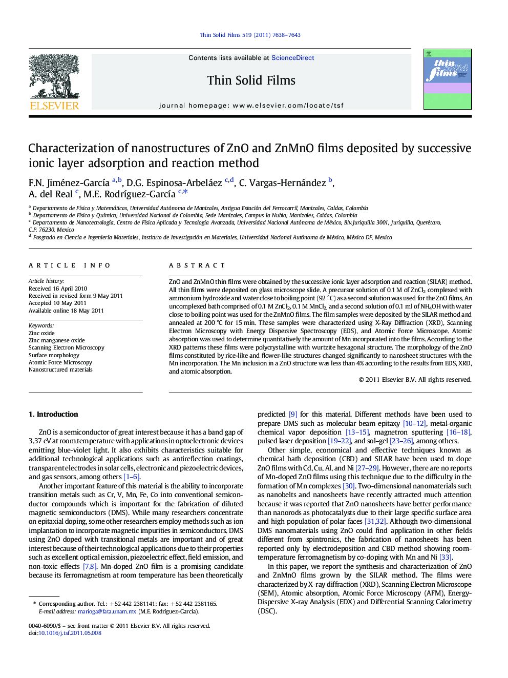 Characterization of nanostructures of ZnO and ZnMnO films deposited by successive ionic layer adsorption and reaction method