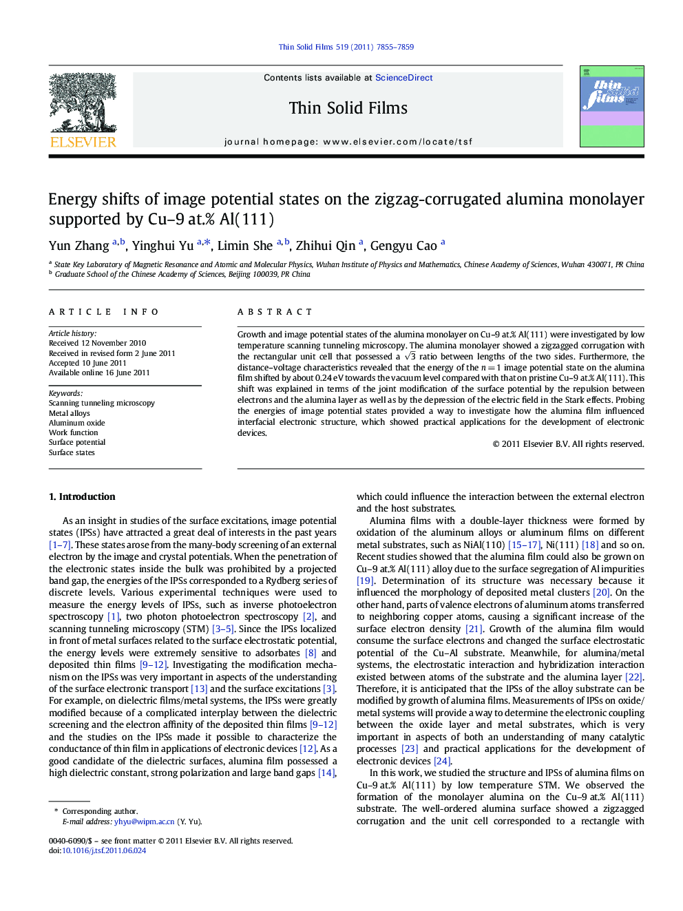 Energy shifts of image potential states on the zigzag-corrugated alumina monolayer supported by Cu-9Â at.% Al(111)