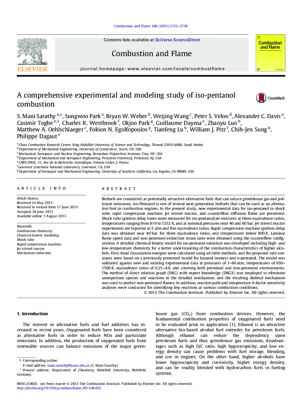 A comprehensive experimental and modeling study of iso-pentanol combustion