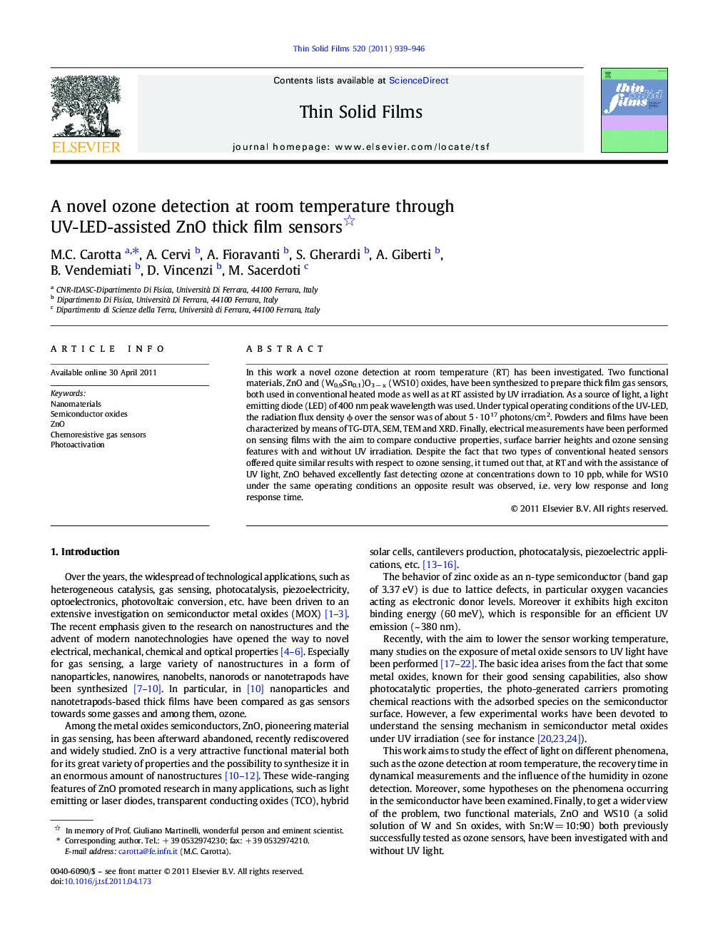 A novel ozone detection at room temperature through UV-LED-assisted ZnO thick film sensors 