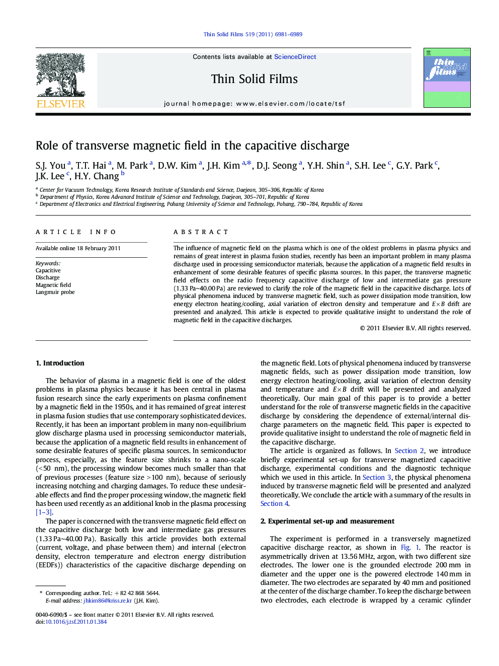 Role of transverse magnetic field in the capacitive discharge