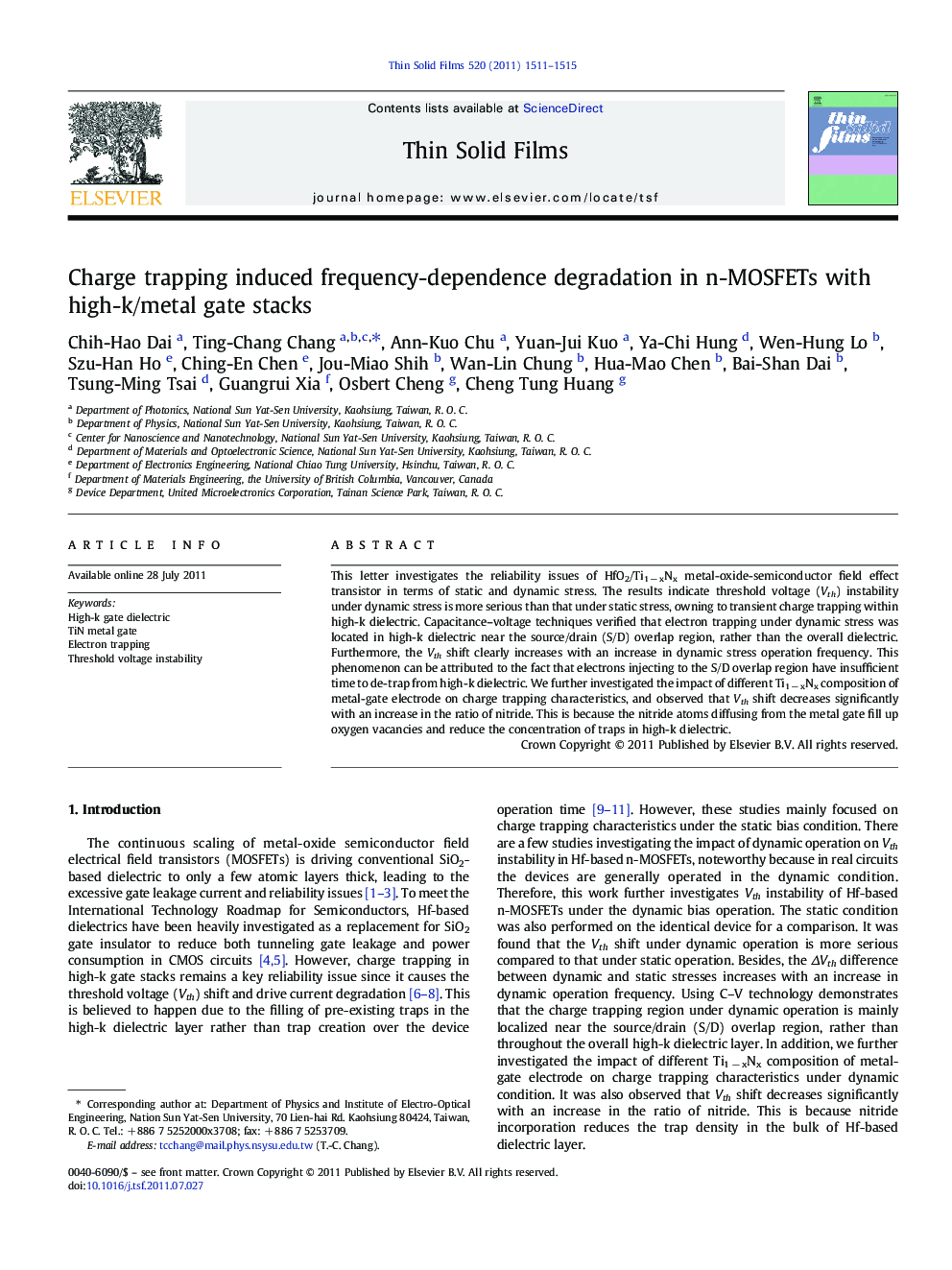 Charge trapping induced frequency-dependence degradation in n-MOSFETs with high-k/metal gate stacks