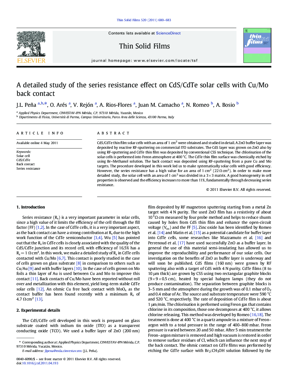 A detailed study of the series resistance effect on CdS/CdTe solar cells with Cu/Mo back contact