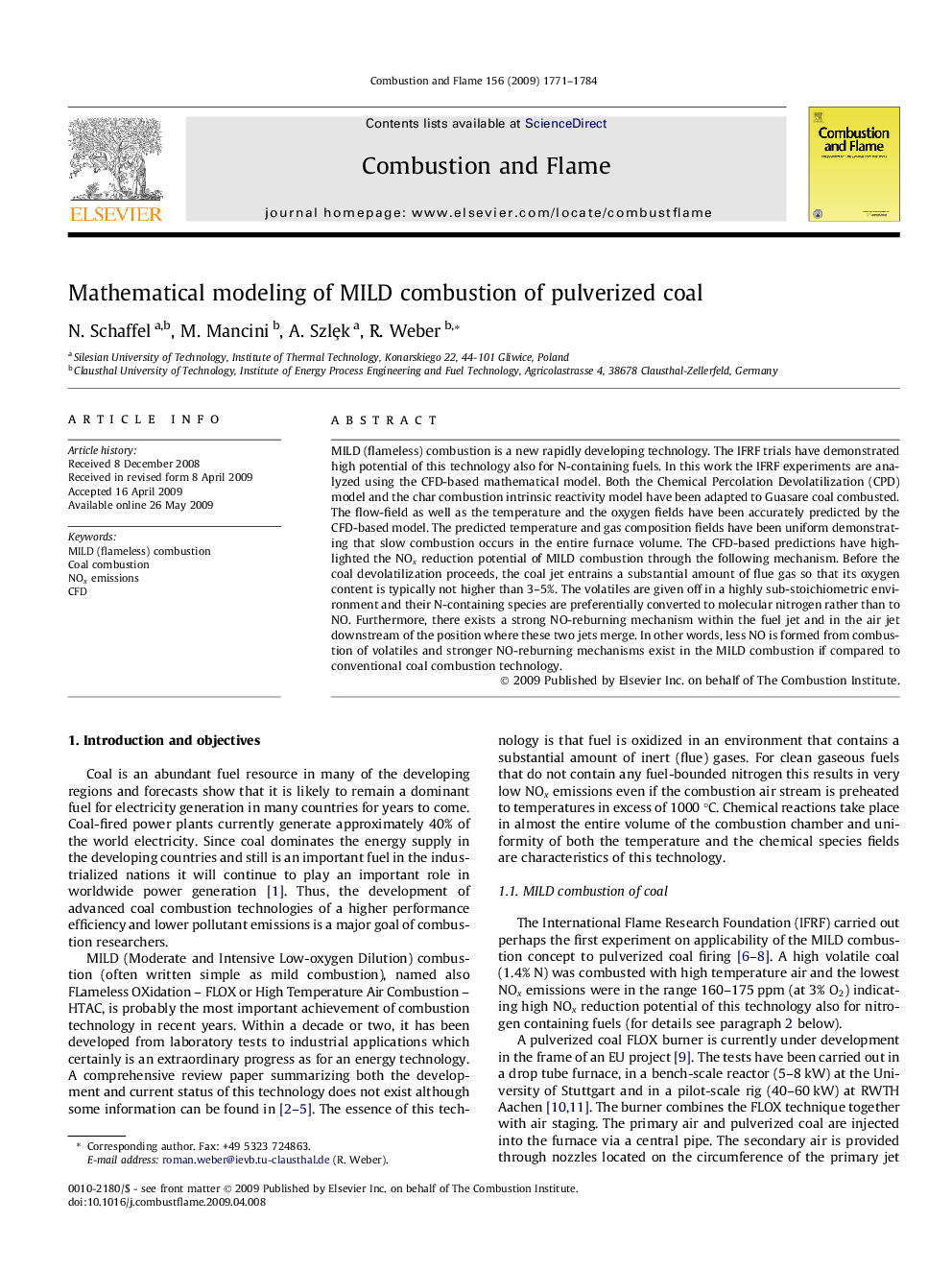 Mathematical modeling of MILD combustion of pulverized coal